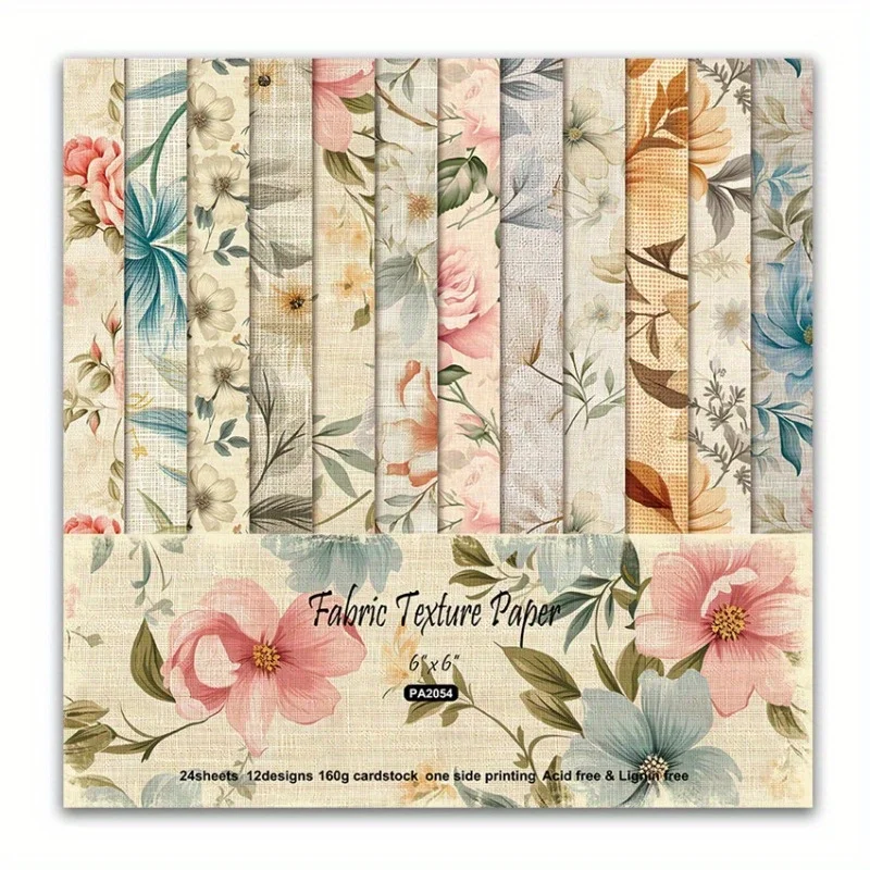 24pcs Junk Journaling Ambachtelijke Papieren Bloem Scrapbook Papier Pad 6x6inch Diverse Patroon Decoupage Cardstock Enkelzijdig Vintage