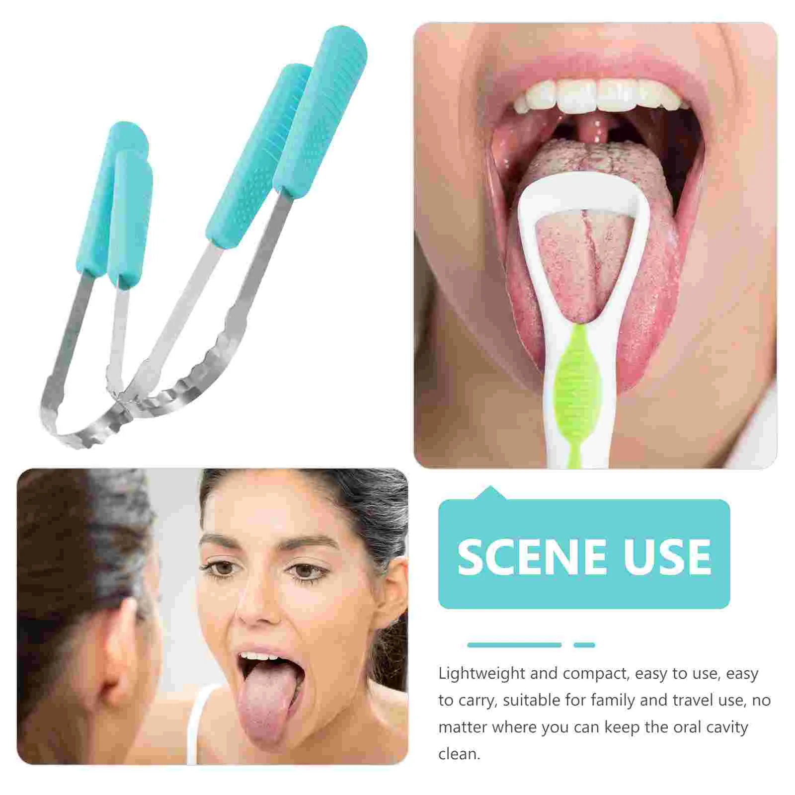 5 Pcs Tongue Scraper Oral Care Accessory Adults Household Durable Stainless Steel Silica Gel Cleaners