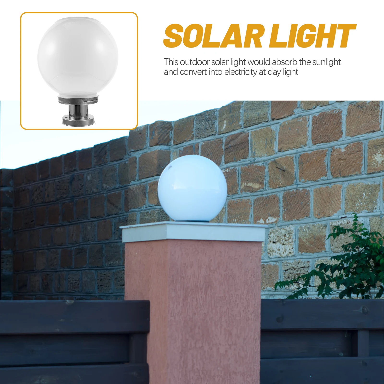 

Solar Lights for Fence Post Outdoor Waterproof Garden Lamp White Efficient Lighting Easy Installation Power Wall Light Ball