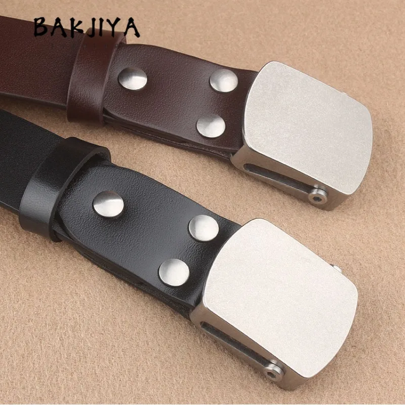 New Pure Titanium Belt Buckle, Anti Allergy Roller Automatic Clasp Top Quality Cowhide Men Outdoor Quick-Release Belt 35mm/38mm