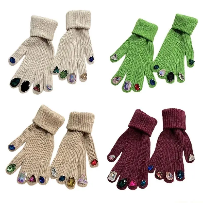 

31BF Gloves Touchscreen Women Winter Warm Gloves French Luxury Knit Gloves