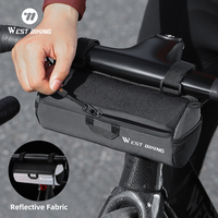 WEST BIKING Bike Handlebar Bag Portable Reflective Shoulder Bag For Cycling MTB Road Bike Scooter Front Tool Bags Elastic Band