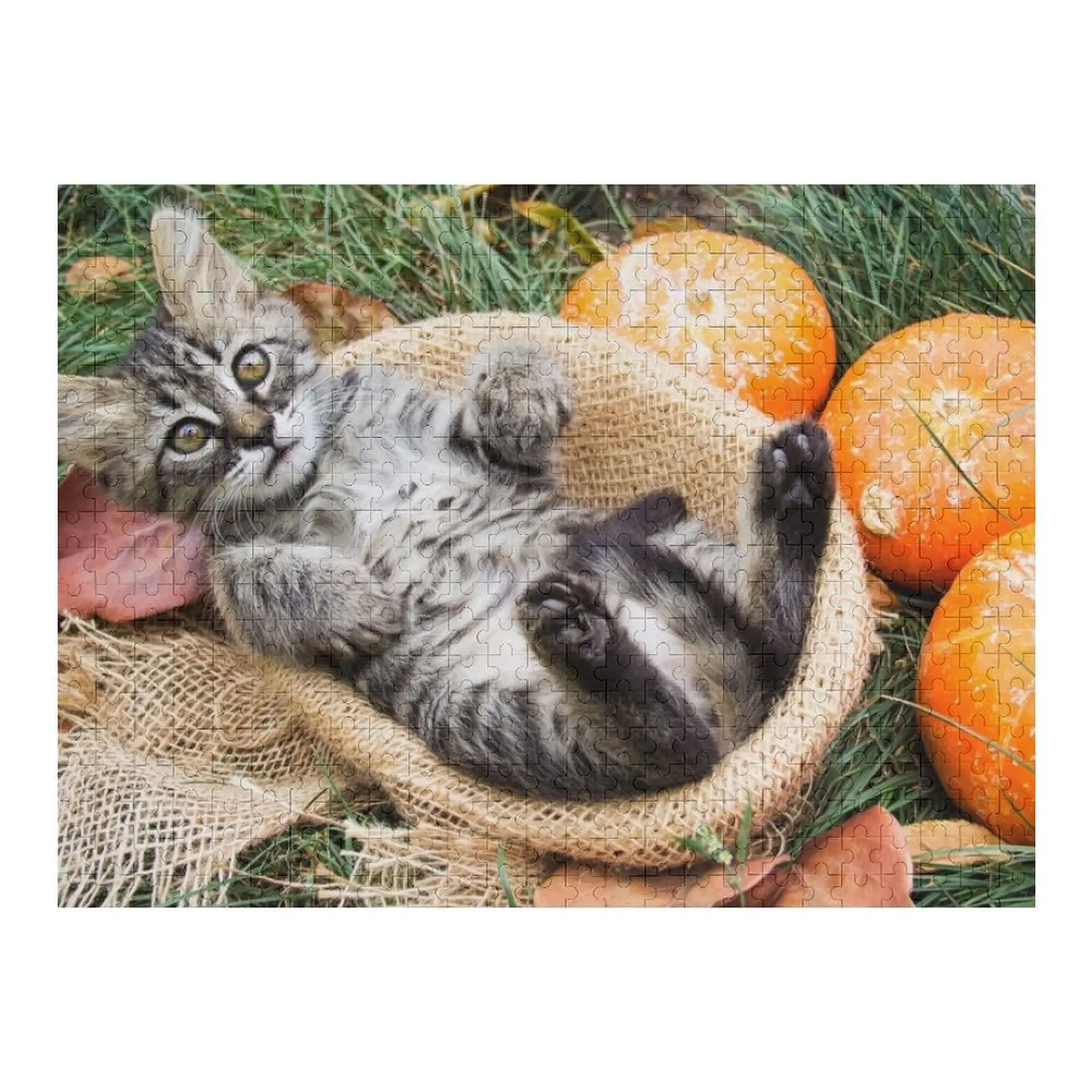 

Cute Kitten in a basket Jigsaw Puzzle Custom Gifts Custom Name Child Toy Photo Personalized Gifts Puzzle