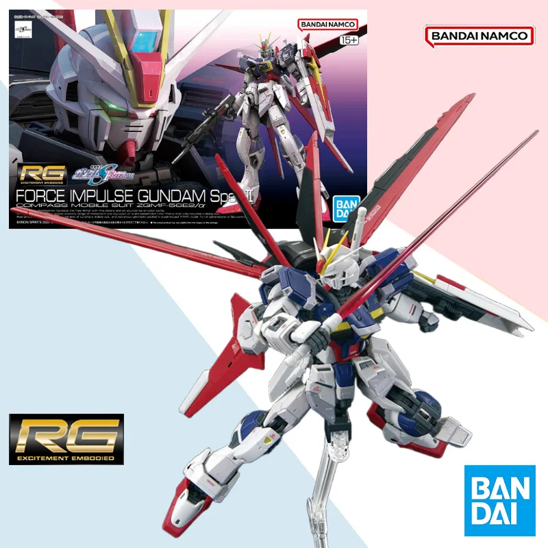

Bandai original RG Force Impulse Gundam Spec II Mobile Suit ZGMF-56E2/α anime action figure assembly model collection toy gift