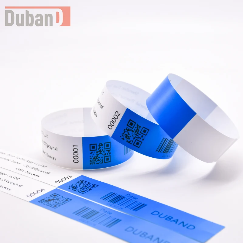 200pcs Roll Free Print Self-Adhesive Barcode Wristband Thermal Sensitive Disposable Wristband QR Code Bracelet