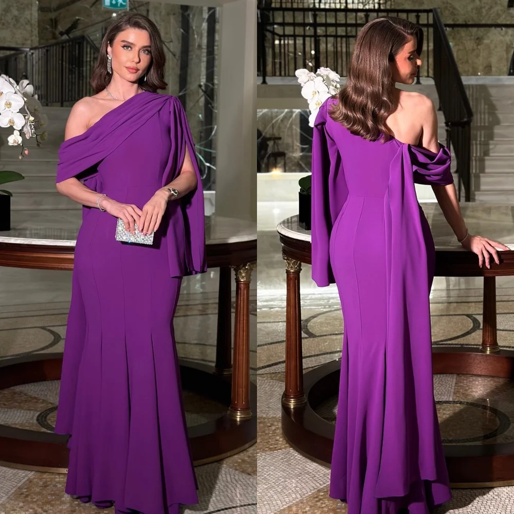 

Customized Fashion Sexy Jersey Pleat Draped Mermaid Off-the-shoulder Long Dresses Bespoke Occasion Dresses Sizes Available