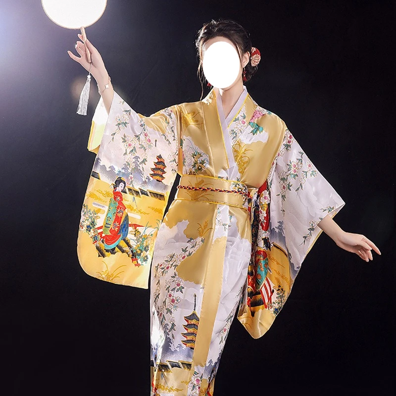 

New Satin Japanese Kimono Robe,Plus Size Soft Bathrobe, Ideal For Beach Holiday,Spa Bathing And Daily Casual Home Loungewear