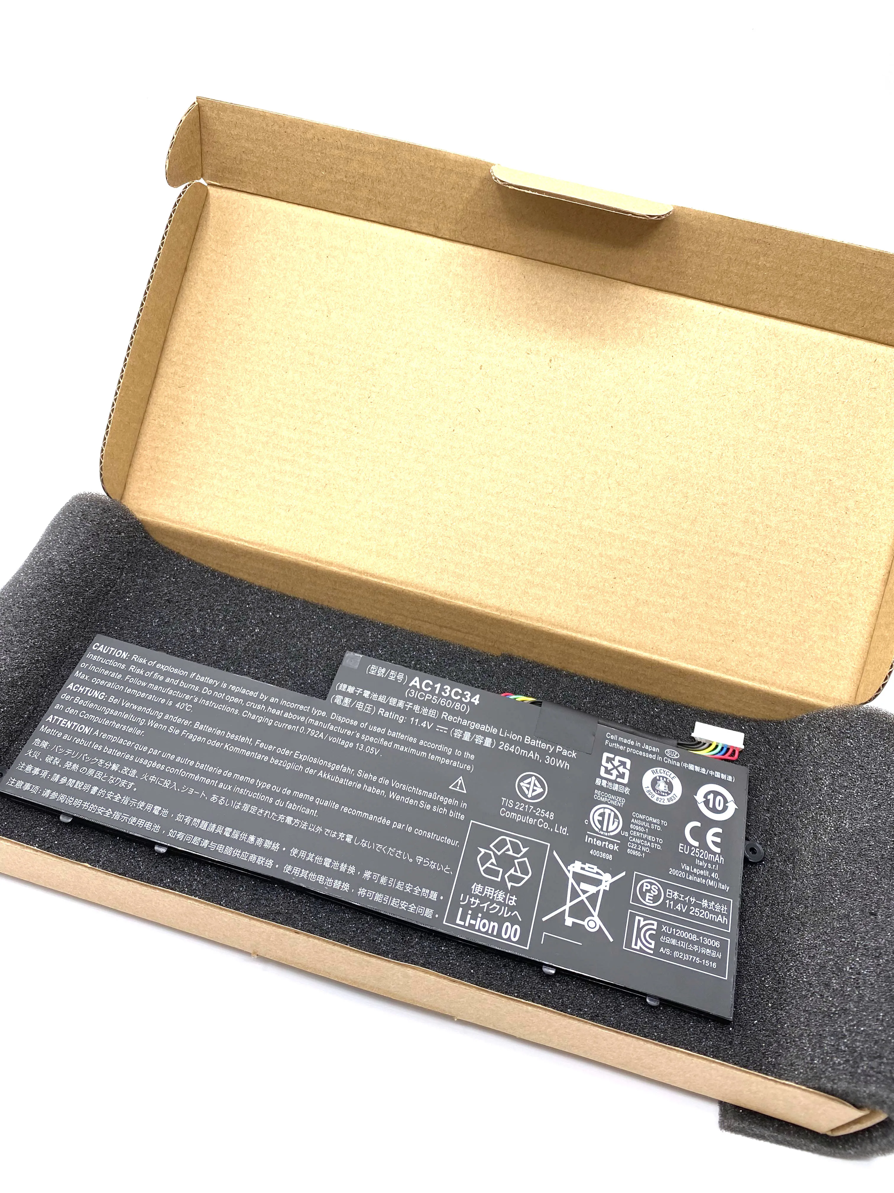 

11.4V 30Wh AC13C34 Laptop Battery For Acer Aspire V5-122 V5-122P V5-132V3-111 E3-111 E3-112 ES1-111M 31CP5/60/80 KT.00303.005