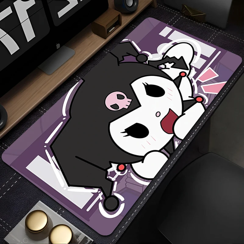 Mouse Pad Laptop Kawaii Purple Bowknot Extended Desk Mat Large PC Anime K-kuromi Skull Mousepad Pink Gamer Cabinet Keyboard Rug