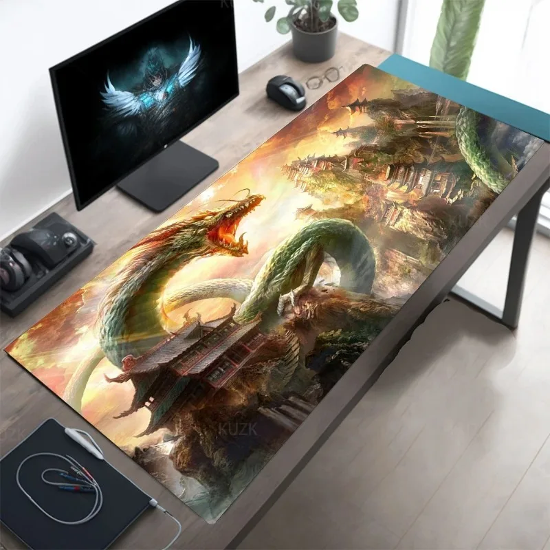 Fantasy Dragon Phoenix Muismat Desktop Mat Grote Laptop Computer Toetsenbord Pad Anime Mause Muizen Mat Gaming Bureau Tapijt