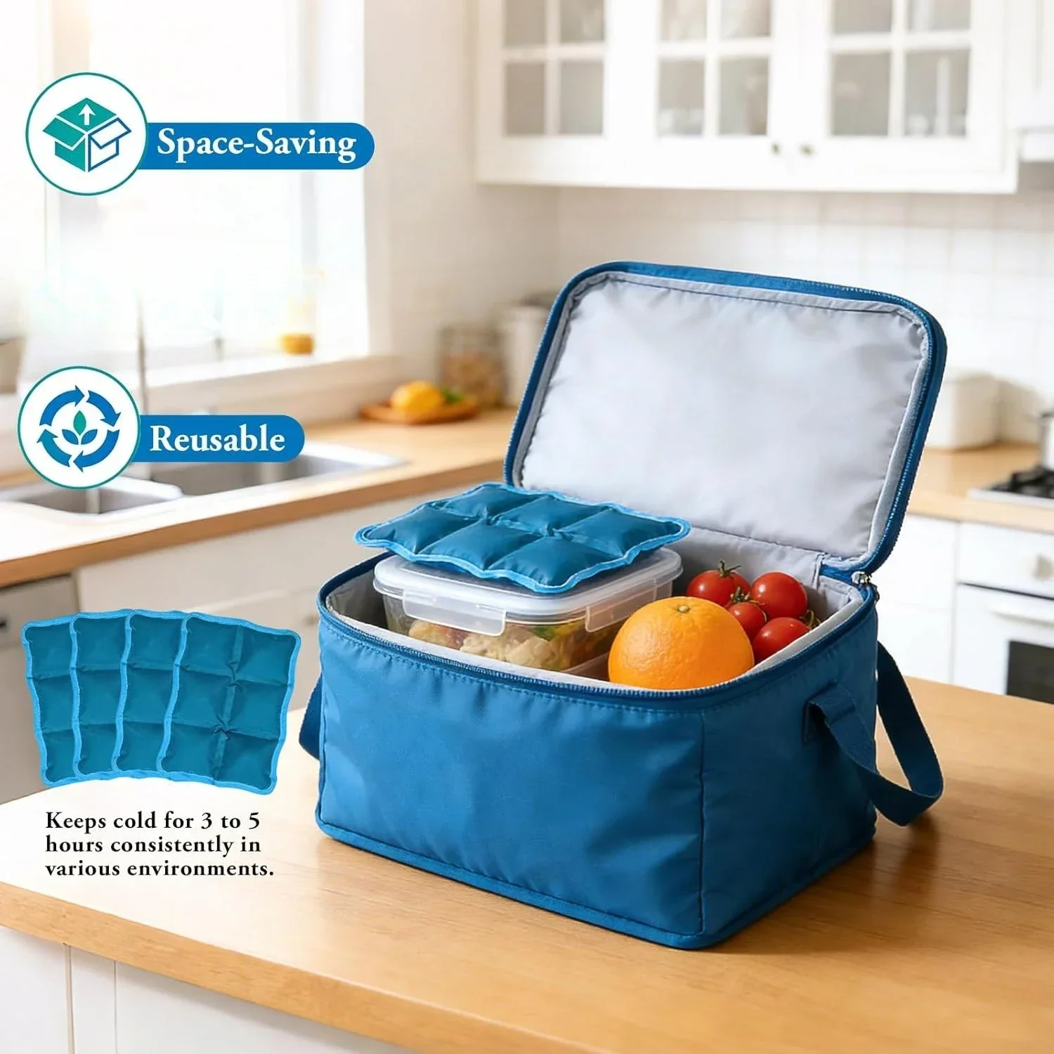 Lunchbox-Kühlpacks, langanhaltende Kältegelbeutel, wiederverwendbare, gefrierbare Eisgelpacks für Reisen, Wandern, Strand, Camping, Sport – Detail 2