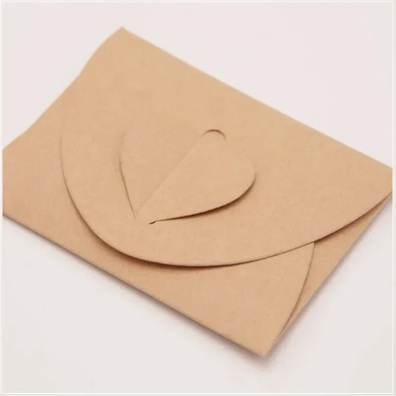Antique Elegance Bundle 40 Piece Set of Kraft Paper Envelopes Featuring Charming Heart shaped Fasteners 2 Options