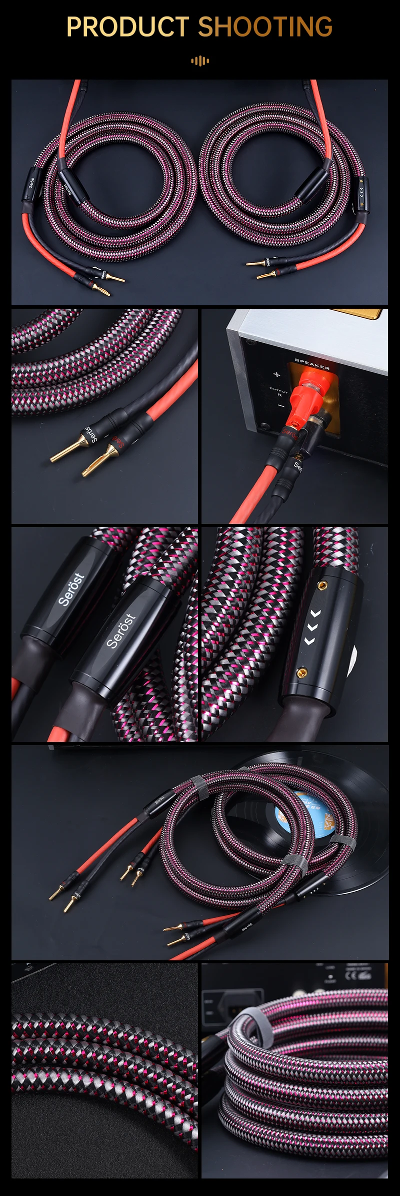 Serost Moon 12AWG HiFi-Audiokabel 99,9999% OCC Einkristallkupfer Y- oder Bananenstecker Lautsprecherkabel für Verstärker HiFi-System – Detail 10