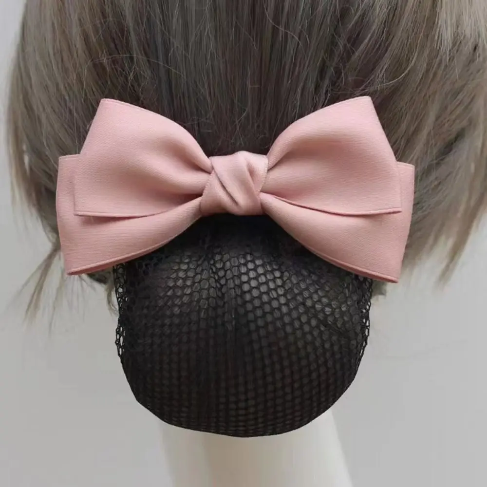 Elegant Ribbon Bowknot Spring Clip Headwear Hairpin Bun Snood Korean Style Hair Accessories Hair Net Cover Bank