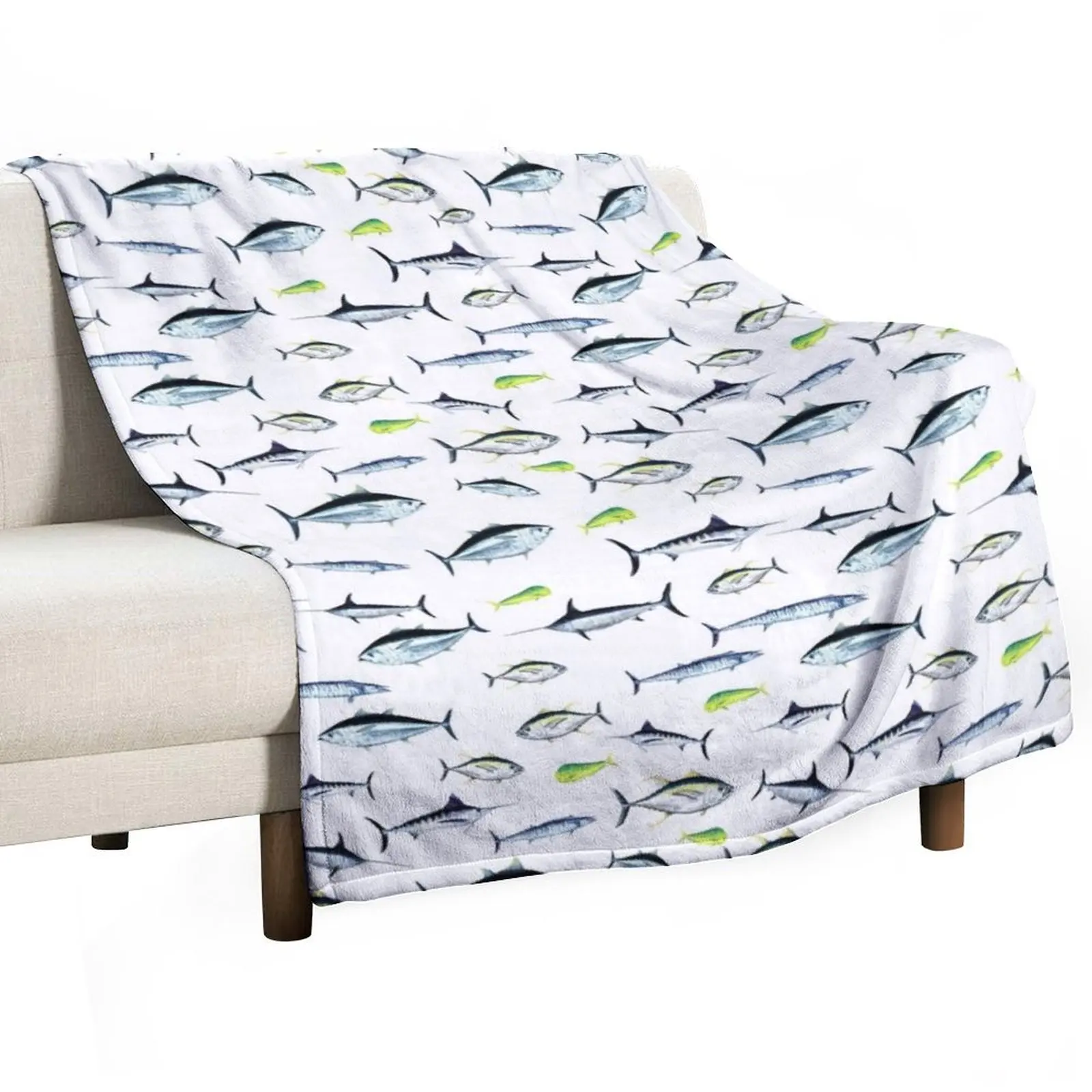 The Fish Jam - Predators of the Atlantic Ocean, wahoo, tuna, marlin, mahi-mahi, swordfish Throw Blanket christmas gifts Blankets