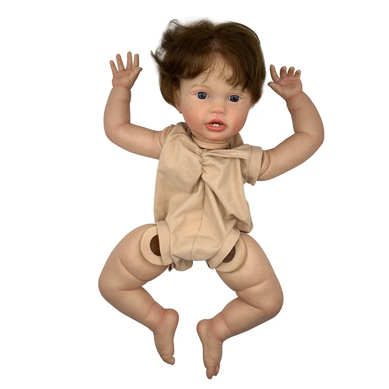 24inch Lotie Lifelike Unfinished Reborn Doll kit painted Doll parts with short Brown Hair