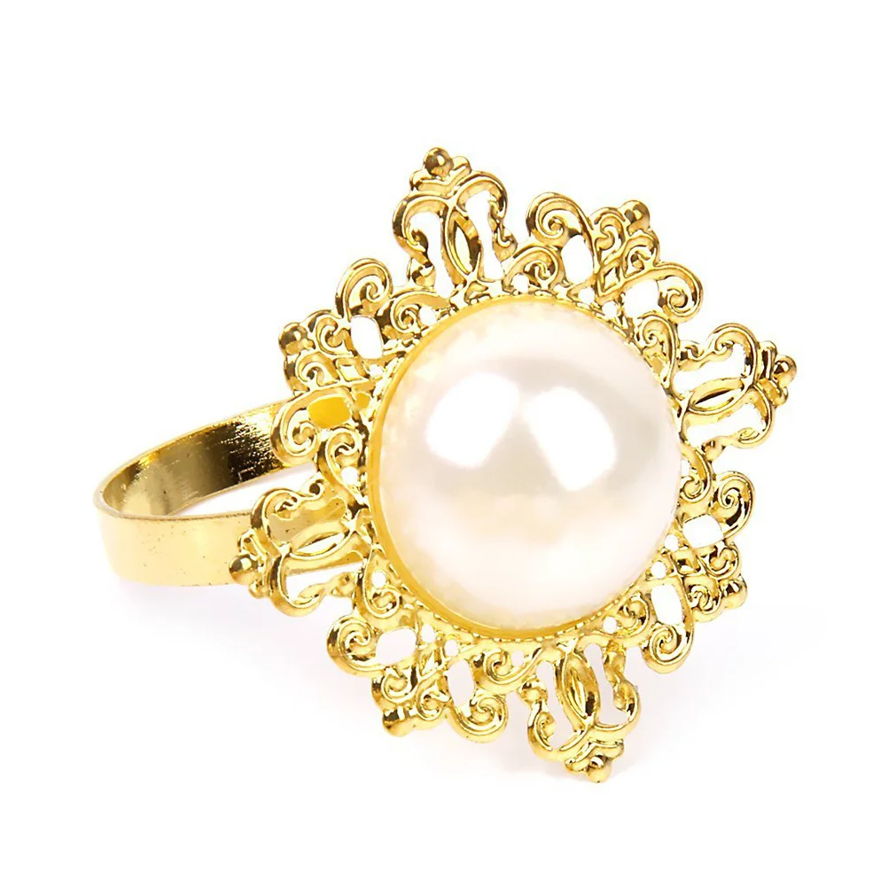 

12Pcs Golden Acrylic Zinc Alloy Napkin Rings 45mm Wedding Banquet Dinner Sparkling Bling Decoration Napkin Ring