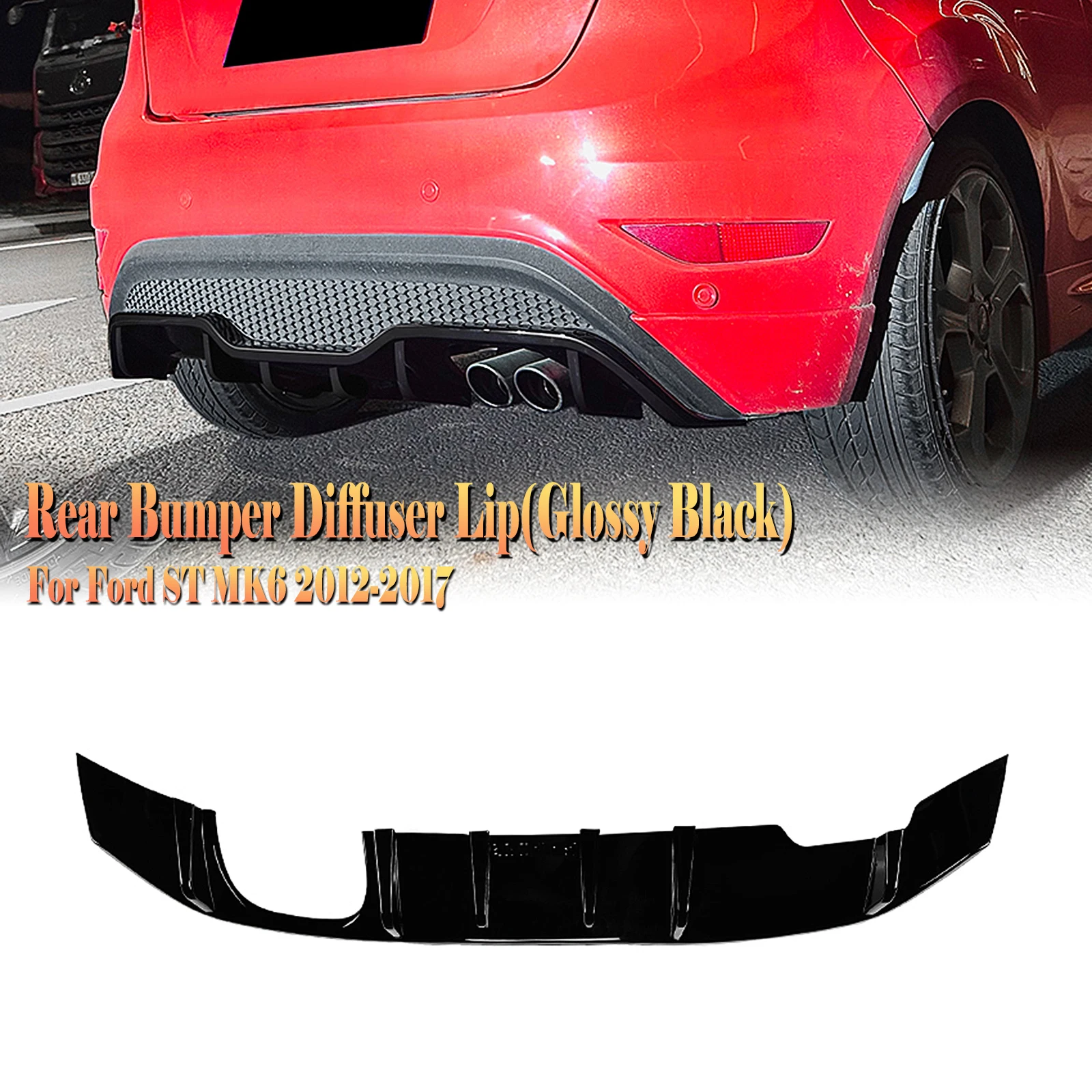 

For Ford Fiesta ST MK6 2008-2017 Ford B-Max B232 Rear Bumper Diffuser Lip Carbon Fiber Look/Gloss Black Boot Lower Splitter Kit