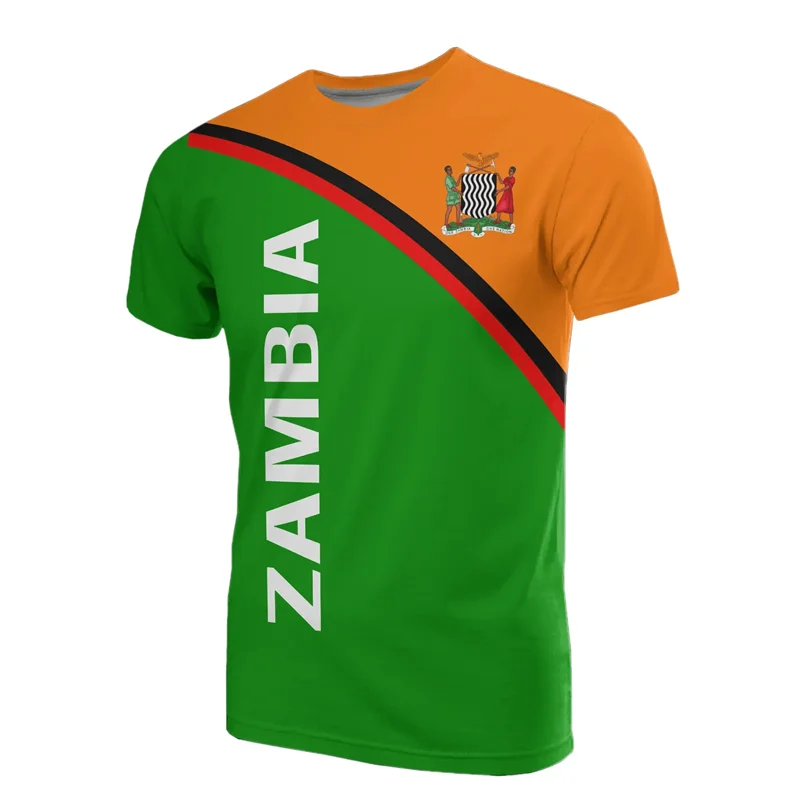 

Zambia Flag Map Graphic T Shirts Africa Boy Short Sleeve T-Shirt Coat Of Arms Jersey Casual Male Tshirt National Emblem Boy Tee