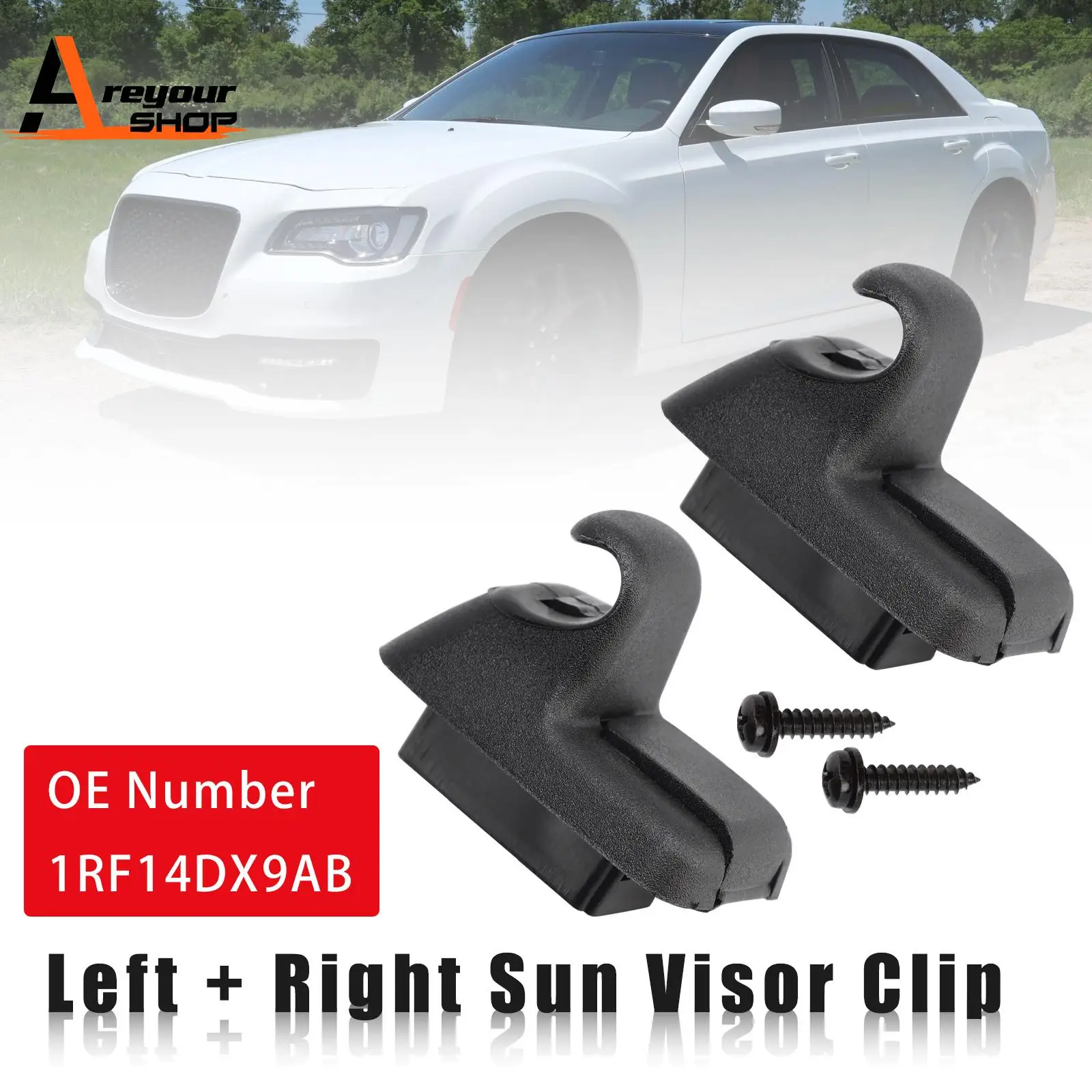

Areyourshop 2x черные клипсы для солнцезащитного козырька 1RF14DX9AB, подходят для Chrysler 300, Dodge Charger 2011-2020