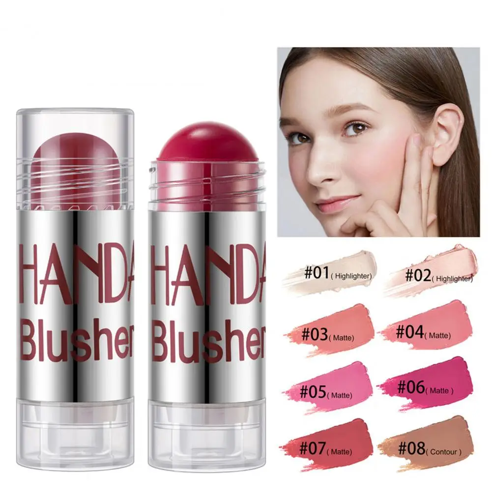 HANDAIYAN-Maquiagem Rosto Contorno Blush Stick, Marcador de Bochechas, 8 Cores Bronzer Shadow Cream, Blush Rosa