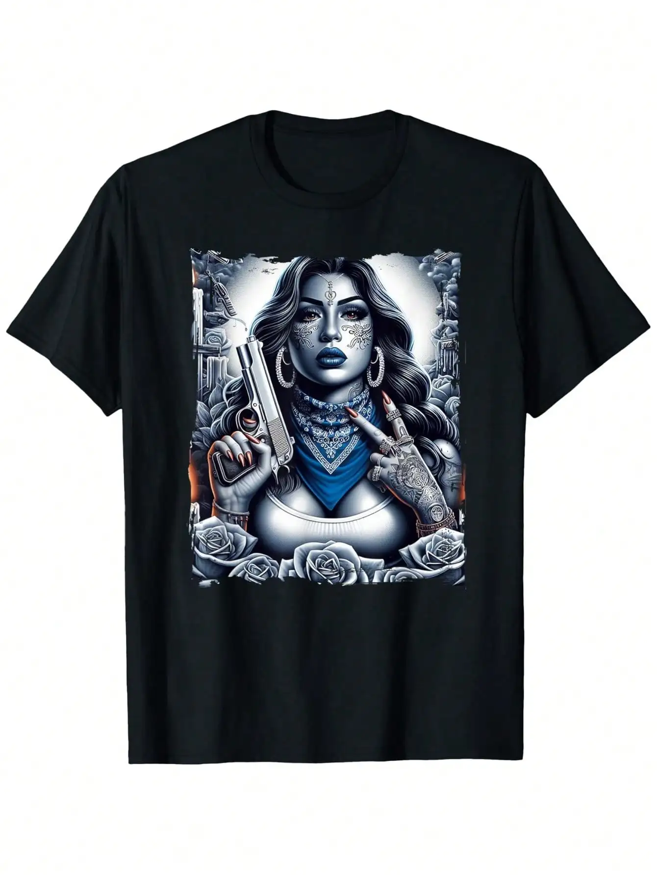 العصابات فتاة الهيب هوب شيكانو تصميم تي شيرت الهيب هوب نمط تي شيرت طوق قصيرة الأكمام عادية بسيطة المتخصصة تصميم طباعة #6