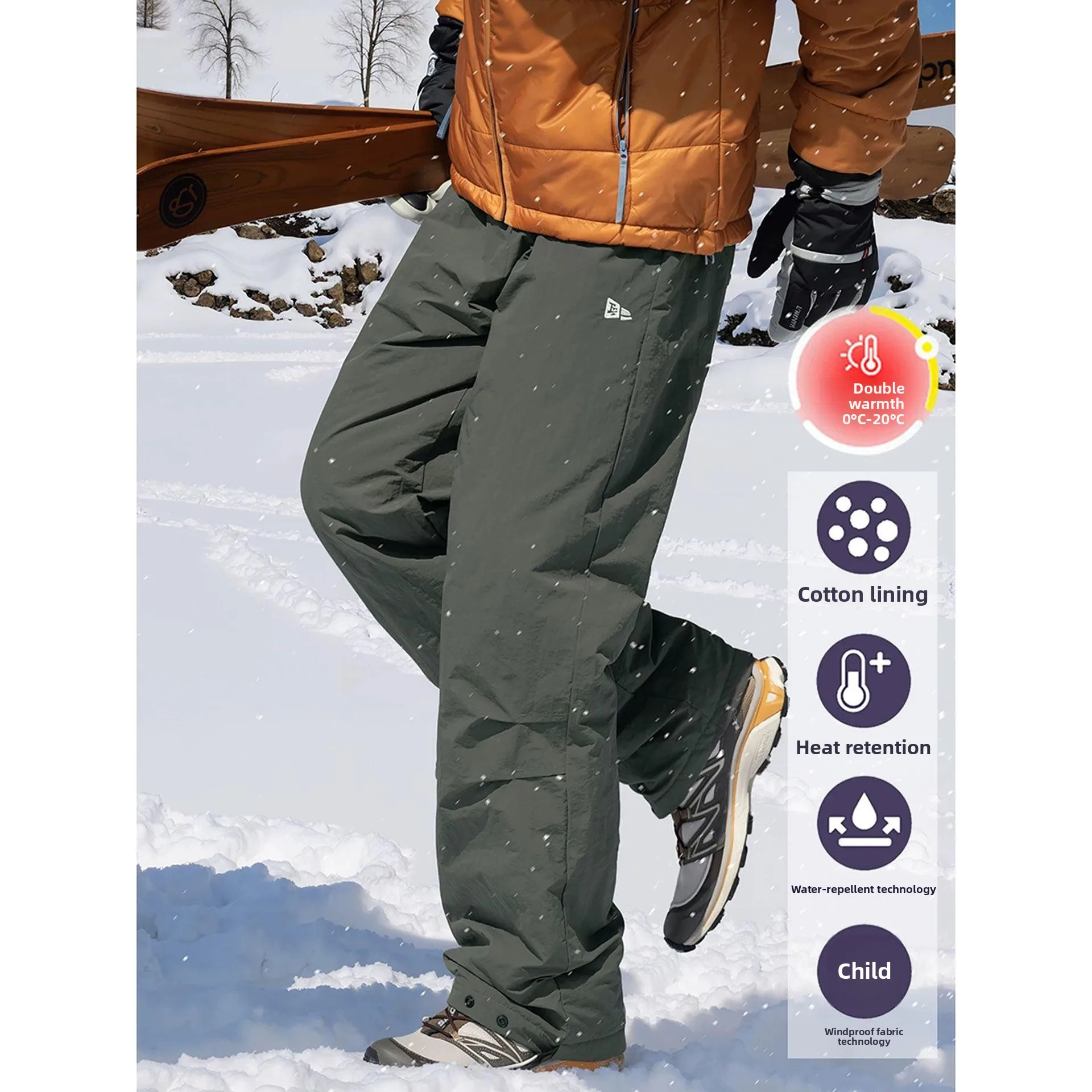 

Мужские зимние лыжные брюки с утепленной флисовой подкладкой, водонепроницаемые, морозостойкие, для начинающих сноубордистов, прямые брюки для молодежи