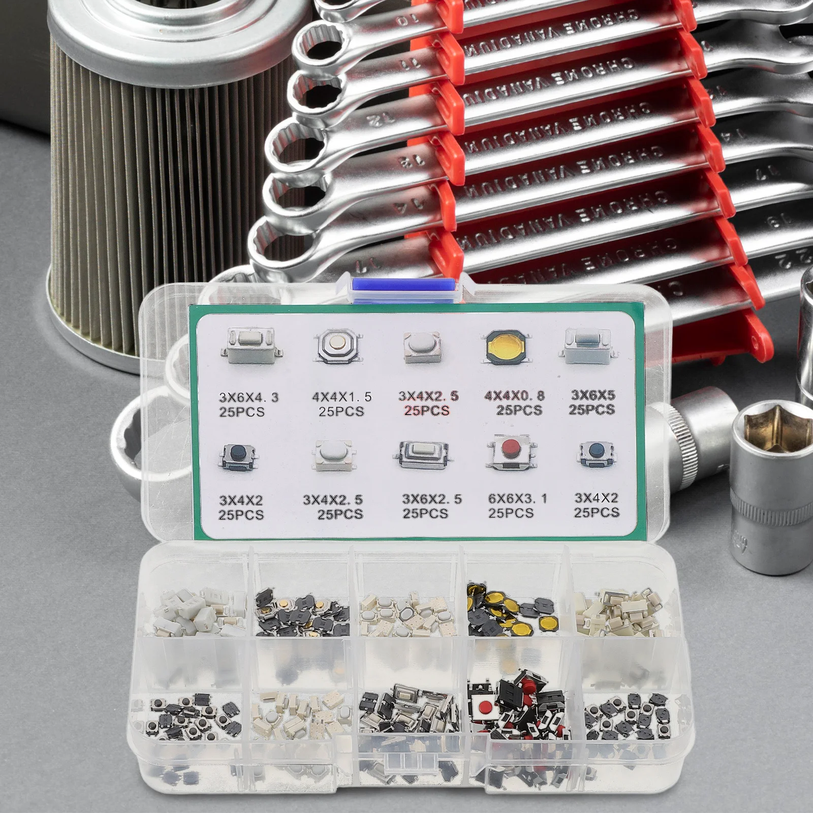 

250Pcs Car Switch Buttons Momentary Tactile Push Button Switch Set for Automotive Replacement Upgrade Push Button