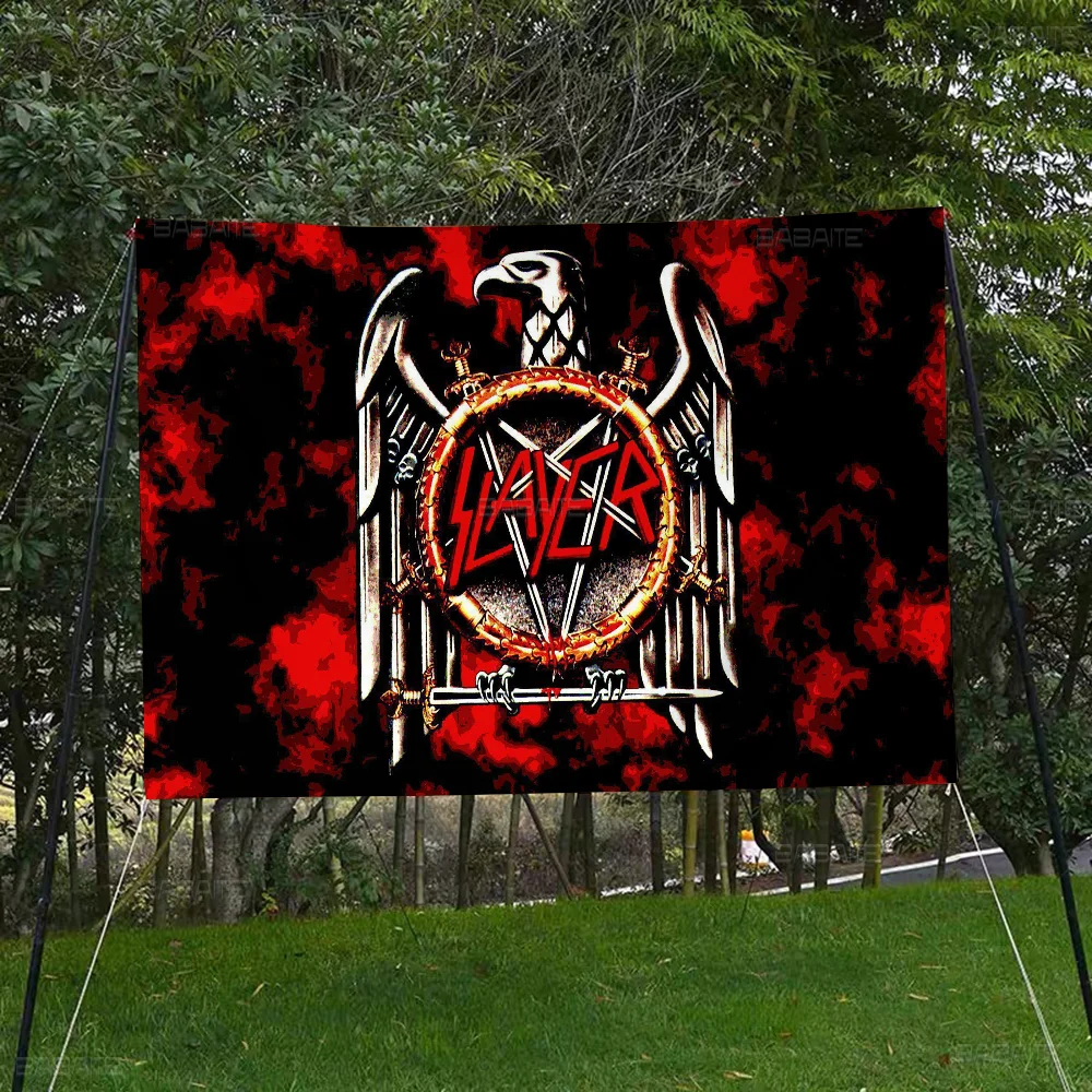 Slayer Heavy Metal Band Small Size Cheerleading Banner Hand Pulled Flag Outdoor Atmosphere Flags