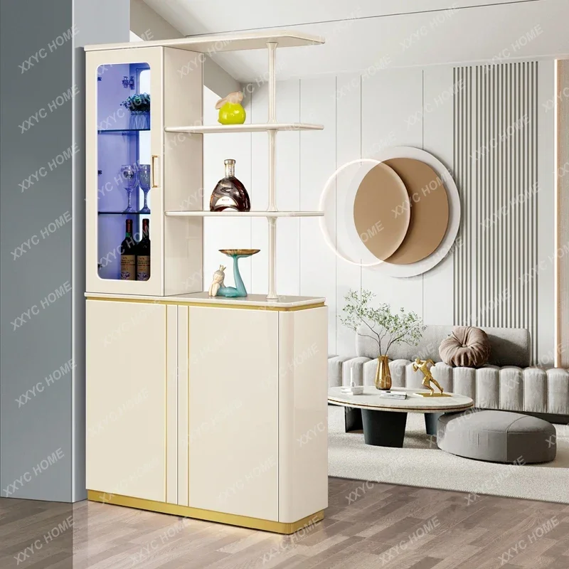 

Living Room Entrance Screen Partition Double-Sided Shoe Cabinet and Wine Cabinet Integrated Light Luxury Style