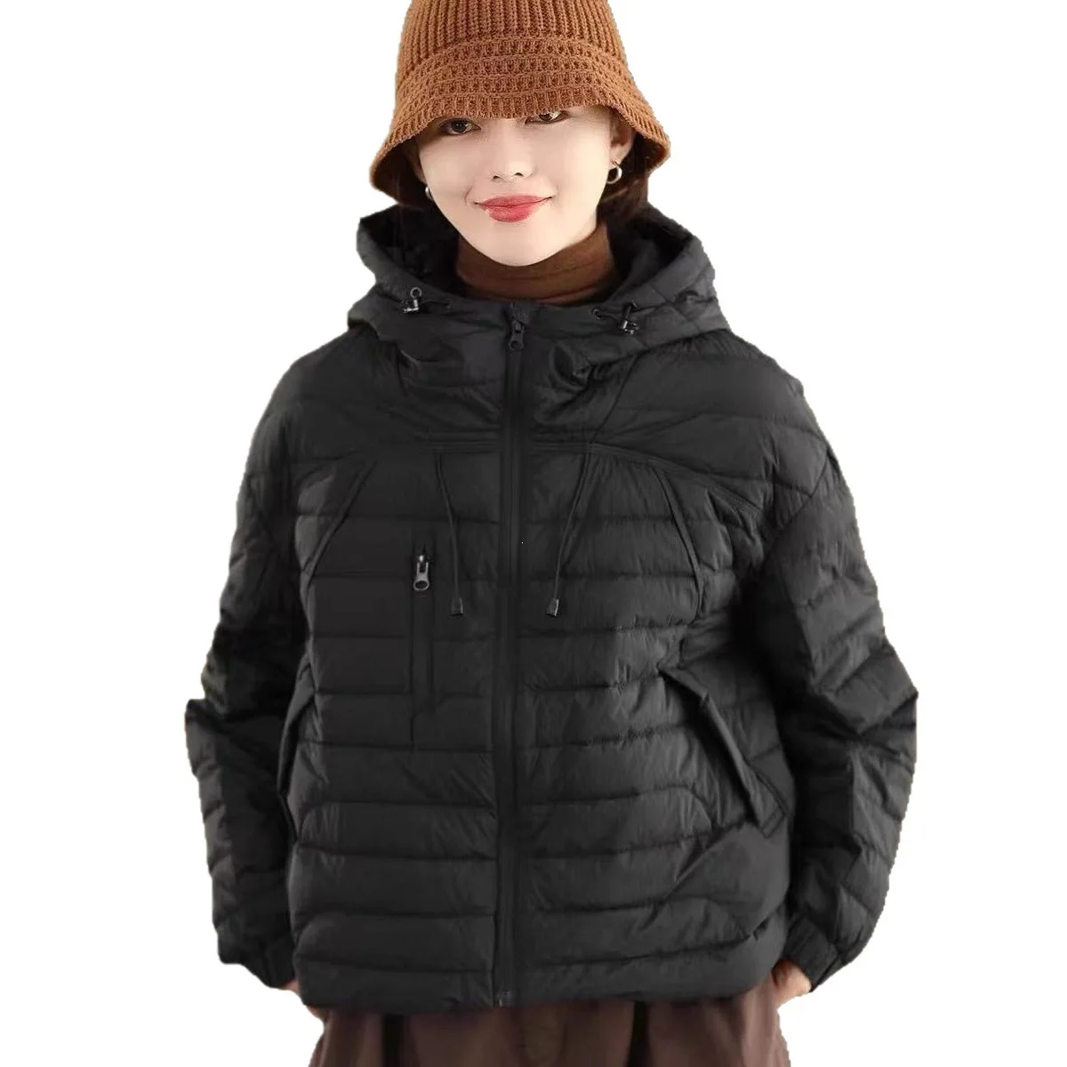 2026 Autumn and Winter Women's Down Jacket Windproof Hooded Casual Retro Short Jacket