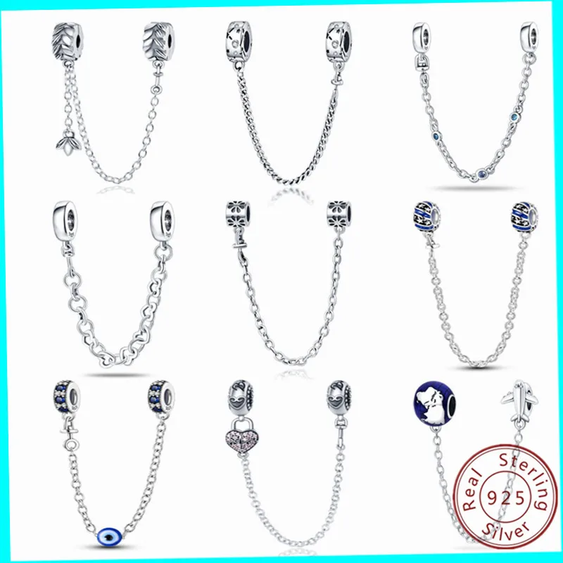 

Clasp Safety Chain Charm Fit Pandora Original Bracelets Sunflower Dangle Jewelry Making S925 Sterling Silver