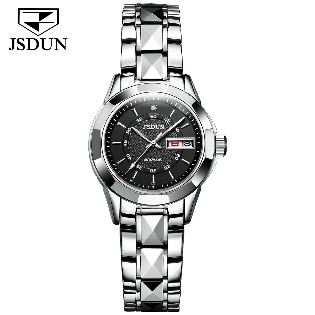 JSDUN 8014 Waterproof Women Wristwatch Japan Automatic Mechanical Stainless Steel Strap Business Watches For Women Calendar