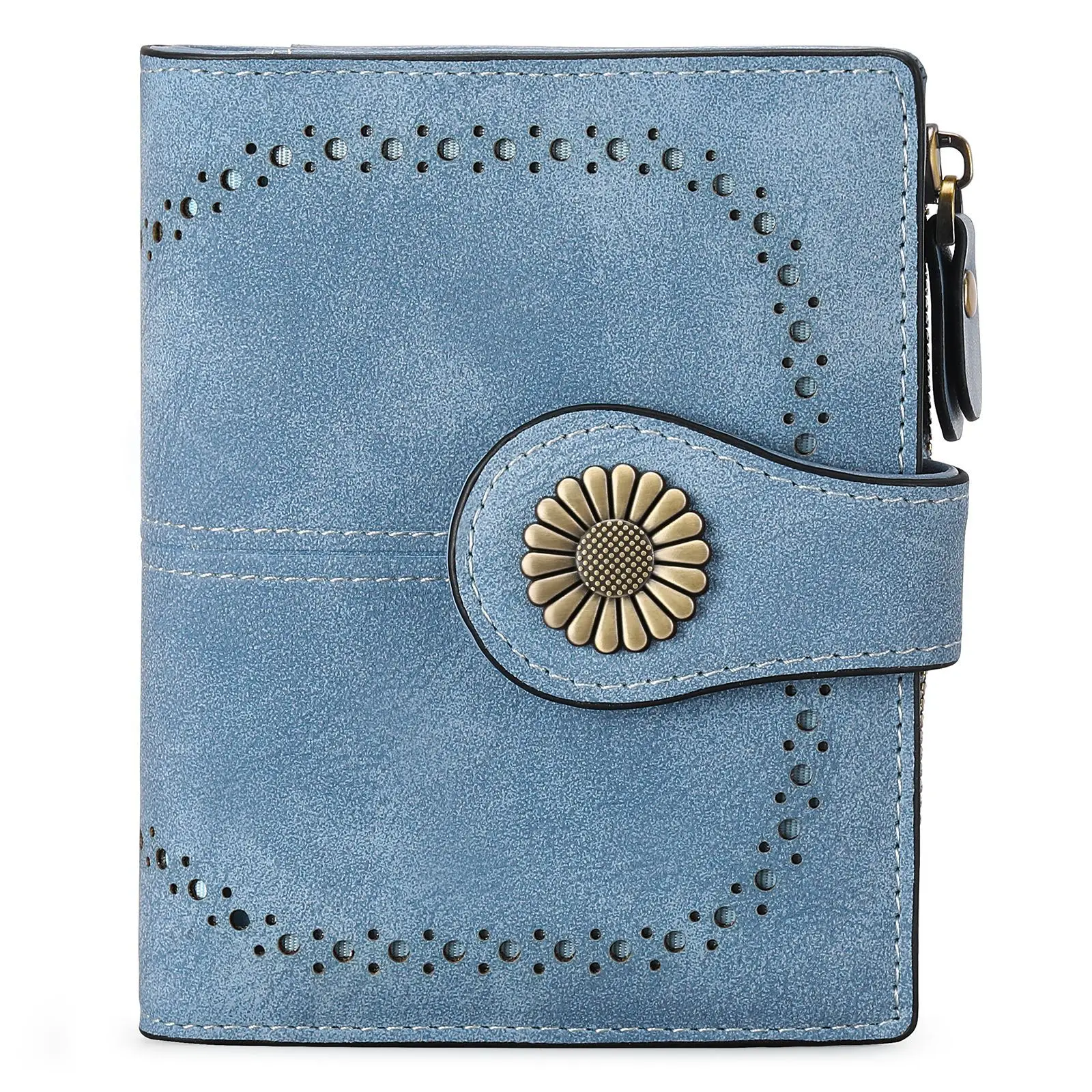 

SENDEFN RFID Blocking Genuine Leather Womens Wallet Frosted Cowhide Coin Purse Credit Card Holder Luxury Brand Wallets for Women