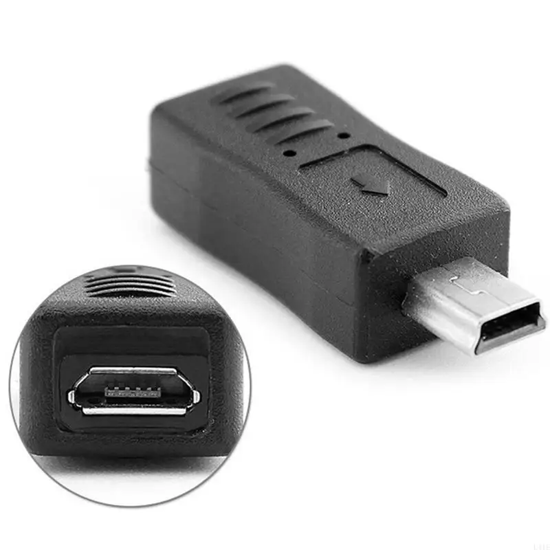 

L41E Micro USB Female to Mini USB Male Adapter Adaptor Converter Black