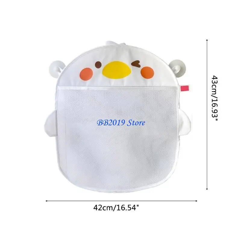 Q0KB Mesh Bath Toy Large Opening Bathroom Toy Holder Great Capacity Bathtub Toy Storage Bag with Suction Cups
