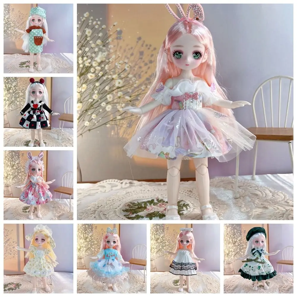 with Clothes BJD Doll 3D Eyes Dress Up Simulated Eye Hinge Doll Simulated Eye Cute Removable Joints Doll Girls Gifts