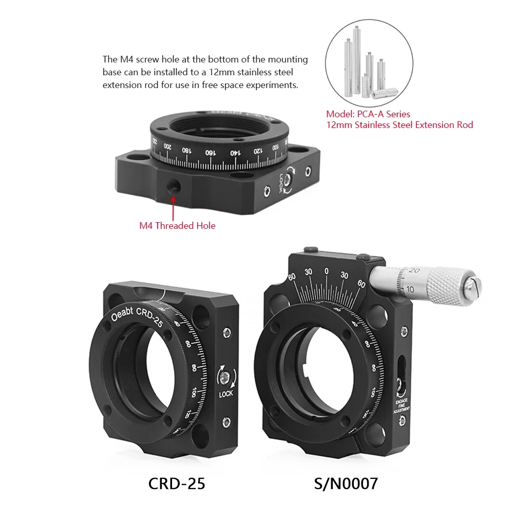 CRD-25 Series 30mm Rotary Mounting Bracket Indexing Rotary Mounting Bracket Polarization Mirror Mounting Bracket 360 Degrees