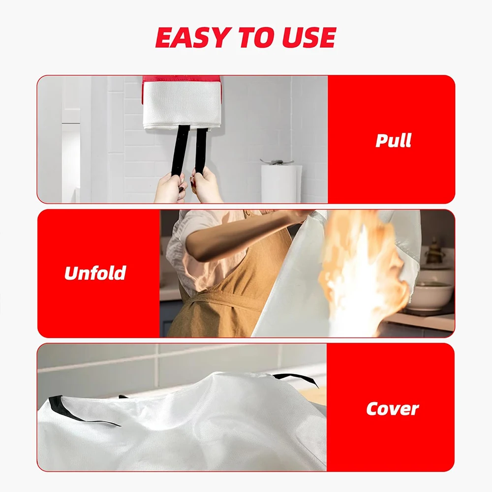 Fire Suppression Blankets Emergency Fiberglass Fireproof Blanket for Kitchen Home Camping Grill Car Office Warehouse Fireplace