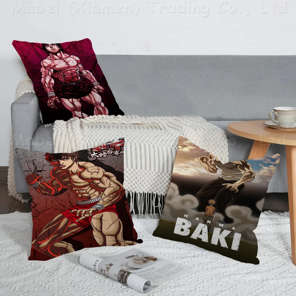 Japanese Anime Baki Hanma Cushion Cover Car Throw Pillow Case For Sofa Car Christmas Gift 40x40cm 45x45cm