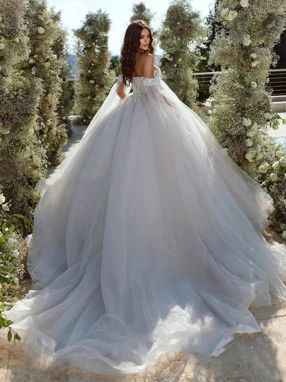 Свадебные платья принцессы по индивидуальному заказу, женское платье, милое платье с открытыми плечами, шаль, аппликация, трапециевидное платье, платье невесты Vestido De Noiva