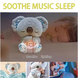 Boneca de pelúcia Koala para crianças, respiração pacifica, lontra, calmante, música, companheiro de sono, urso infantil, presente recheado para bebê