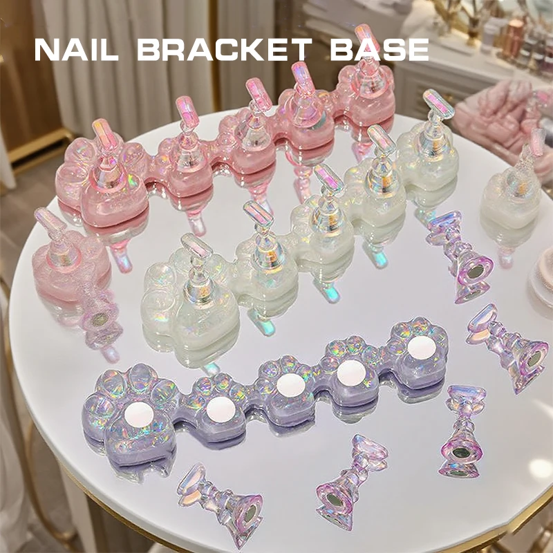 المغناطيسي القط مخلب مسمار الوقوف للضغط على الأظافر أورورا الراتنج عرض الرفوف مسمار عرض حامل أدوات مانيكير المنظم