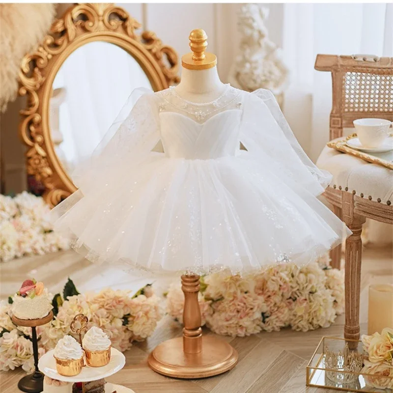 

2025 White Dress Evening Occasion Embroidery Dresses for Teenager Girl Clothes Children Elegant Luxury Bridemaid Ball Gown Party