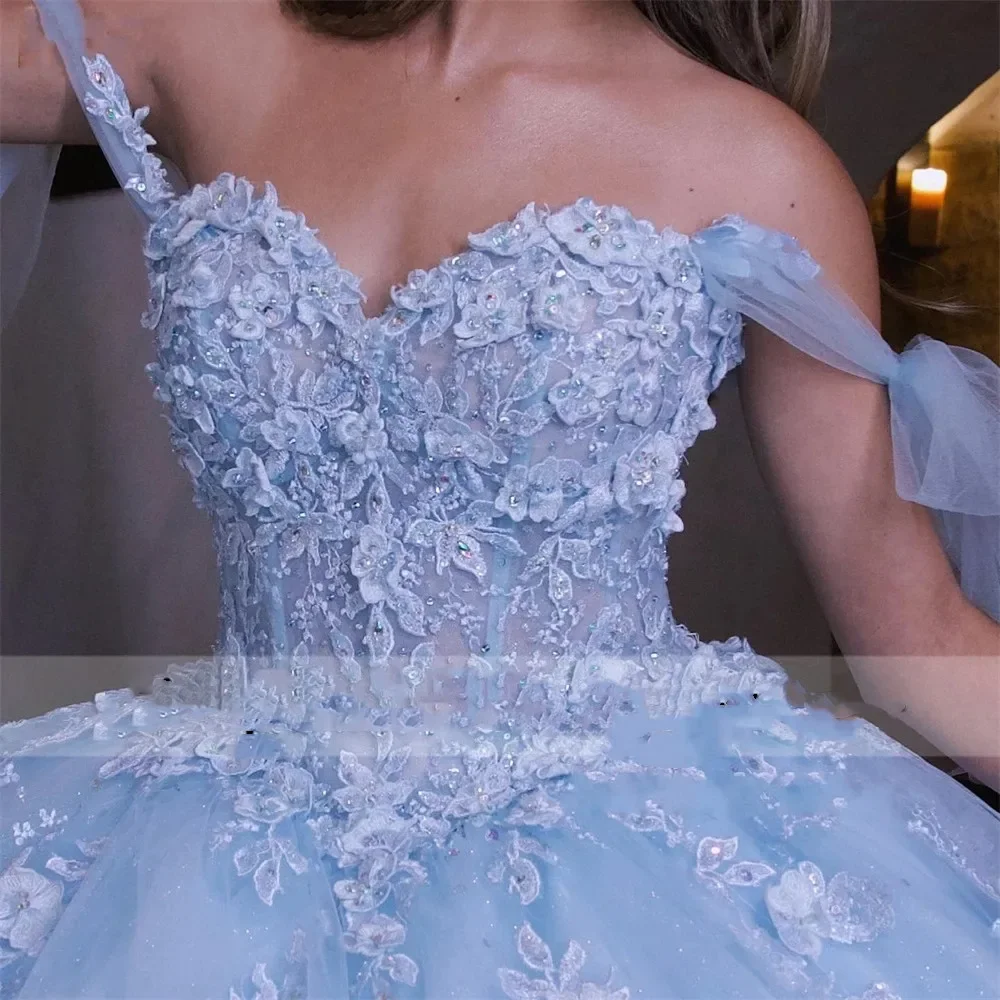 ANGELSBRIDEP Błękitna księżniczka Quinceanera sukienki aplikacje kryształowa kula Vestidos suknia Sweet 16, sukienki De 15 Años dostosowane