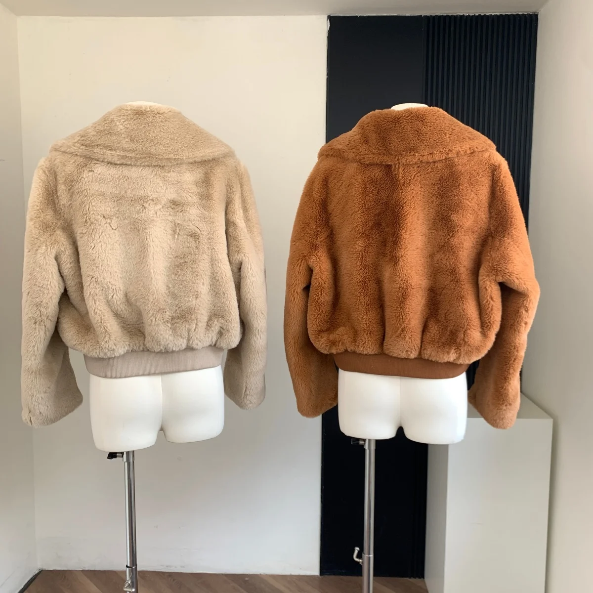 Cappotto ampio da donna autunno inverno finto pelo di coniglio manica lunga Lady autunno inverno tinta unita colletto rovesciato capispalla spesso