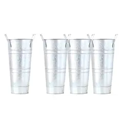 4Pcs Metal Flower Bucket with Handles Dried Flower Vase for DIY Craft Farmhouse Table Centerpiece Wedding Floral Projects