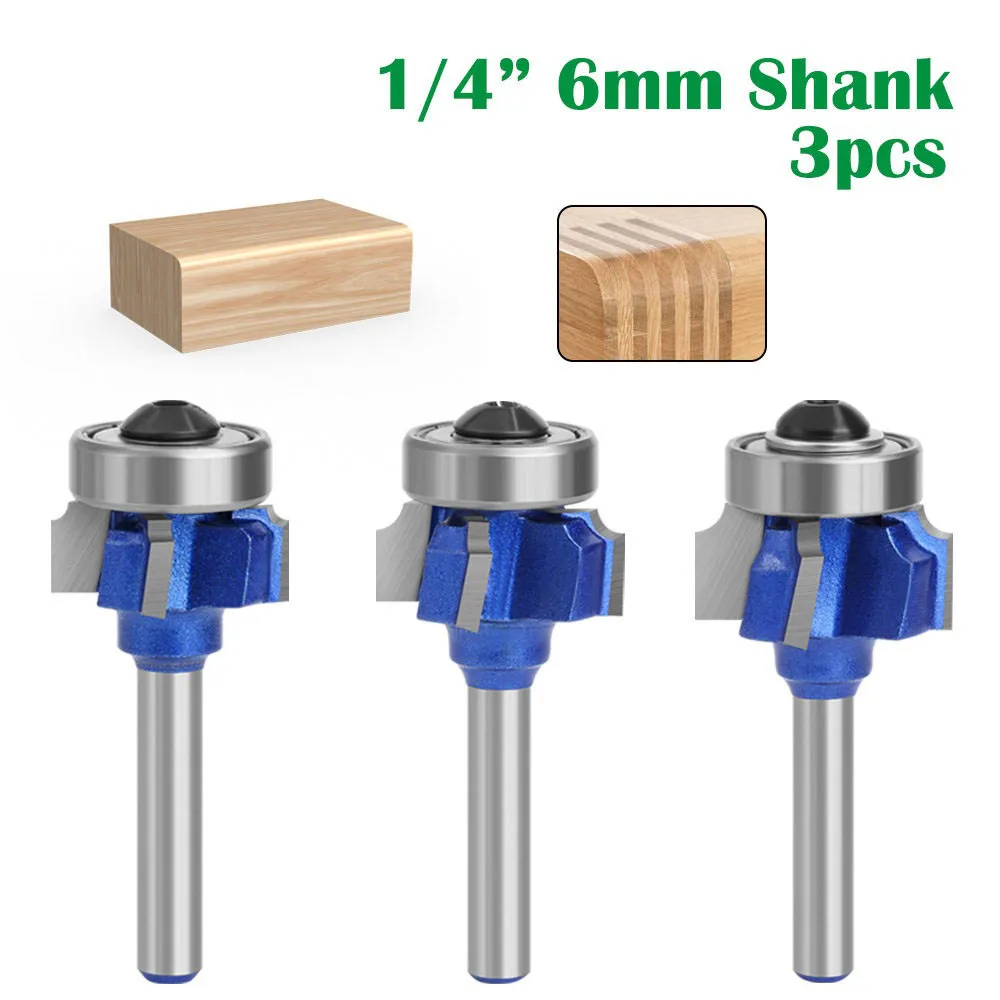 

1/4" Shank 6mm Shank 4-Flute 4-Edge High-End Round-Over Router Bit for Edge Banding & Trimming,Woodworking R-Chamfer & Edge Form