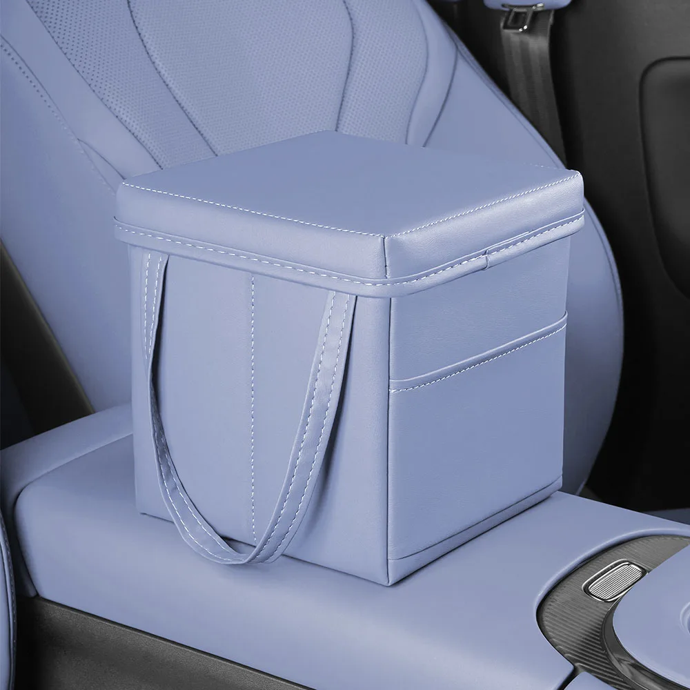 

For Xpeng G7 P7+ 2025 2026 Car Mounted Foldable Garbage Bin Automotive Modification Parts Multi Functional Leather Storage Box