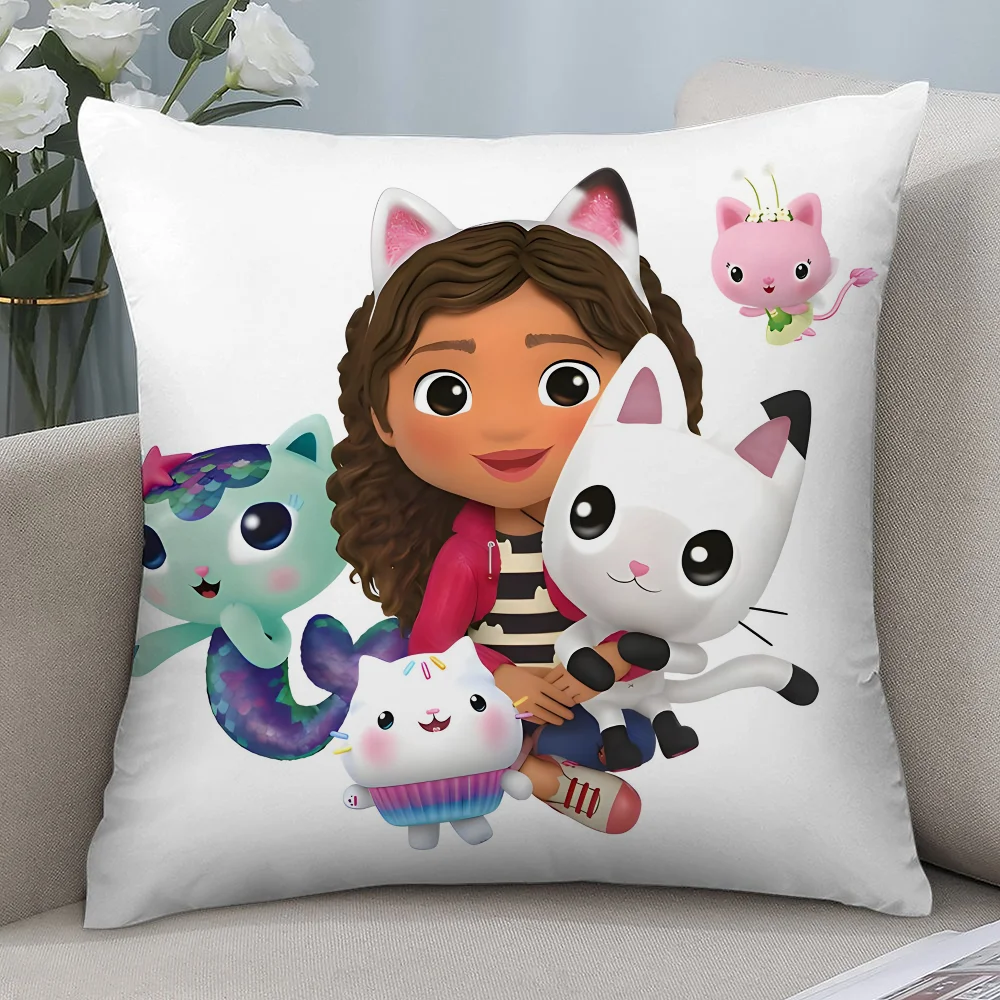 Kids Gabbys Dollhouse Cats Pillow Case Short Plush Pillow Covers Sofa Decorative Gift Home Nap Companion Office